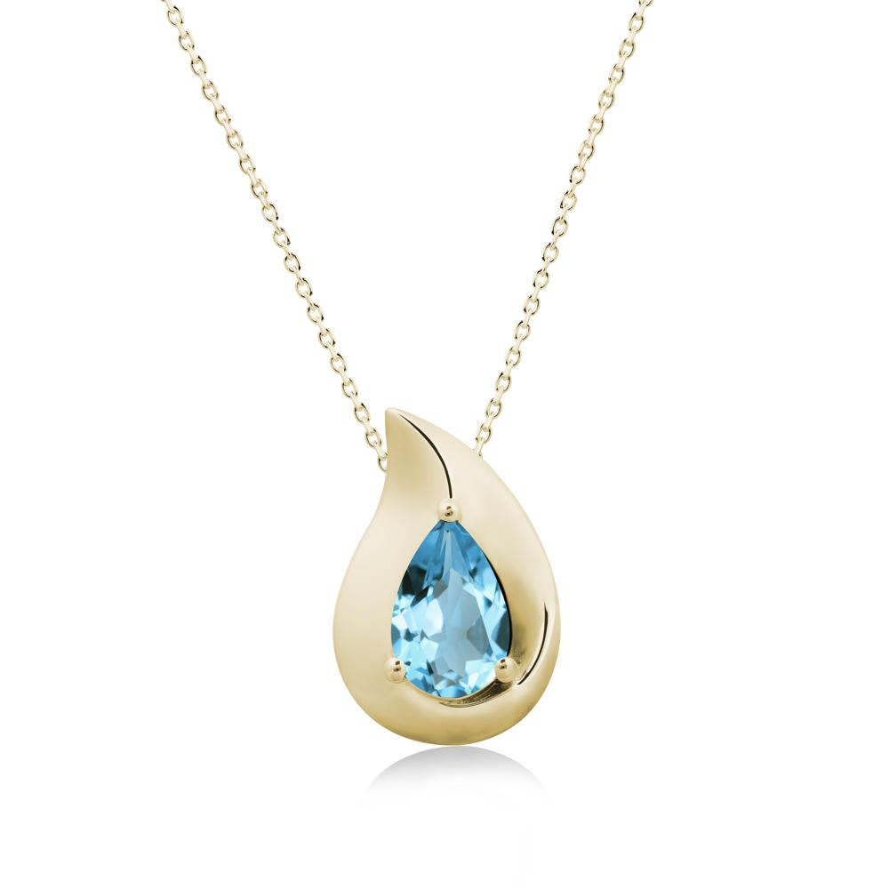Simple Teardrop Swiss Blue Topaz Pendant - LUO Jewelry #metal_14k yellow gold