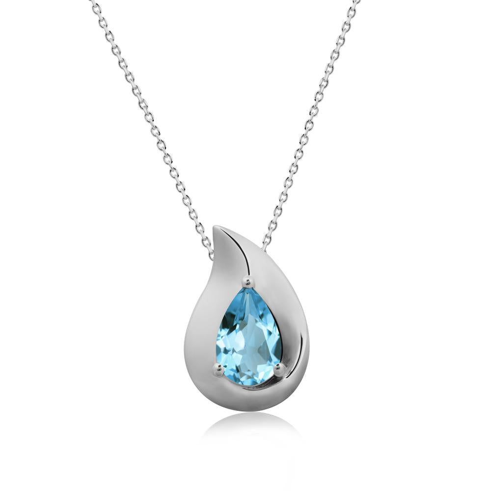 Simple Teardrop Swiss Blue Topaz Pendant - LUO Jewelry #metal_platinum