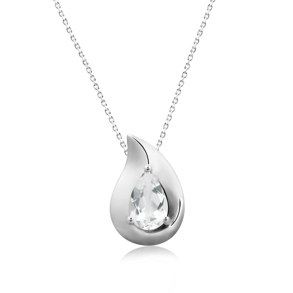 Simple Teardrop White Topaz Necklace - LUO Jewelry #metal_14k white gold