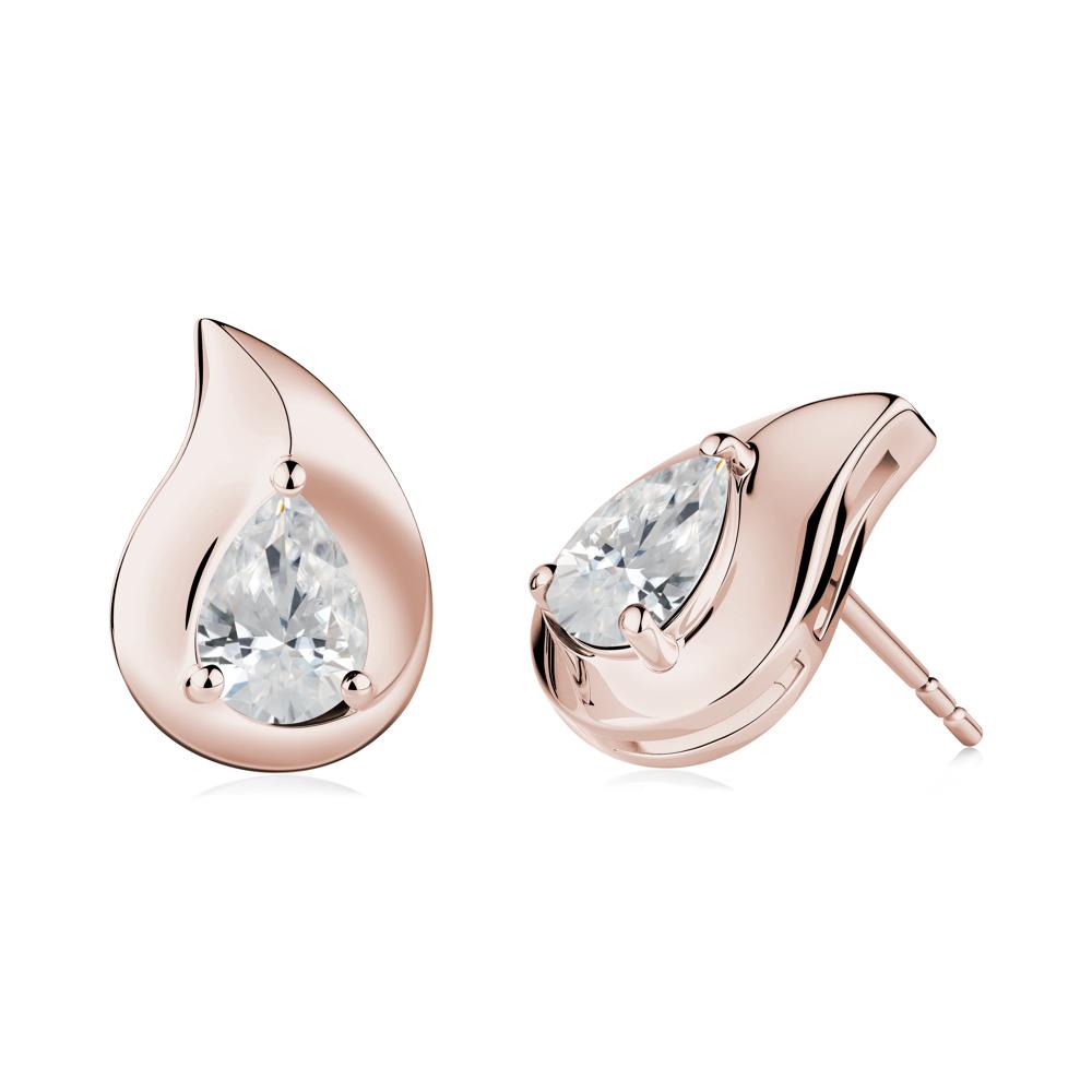 Simple Teardrop Stud Cubic Zirconia Earrings - LUO Jewelry #metal_14k rose gold