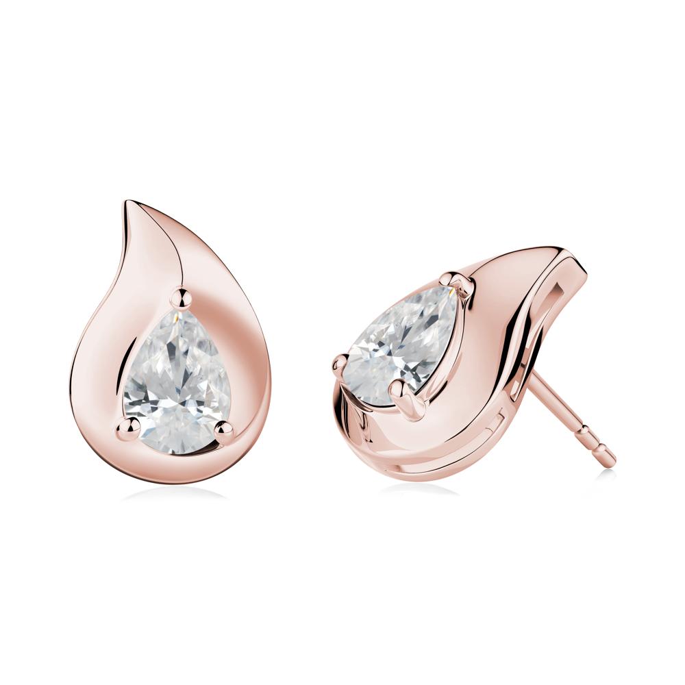 Simple Teardrop Stud Cubic Zirconia Earrings - LUO Jewelry #metal_18k rose gold