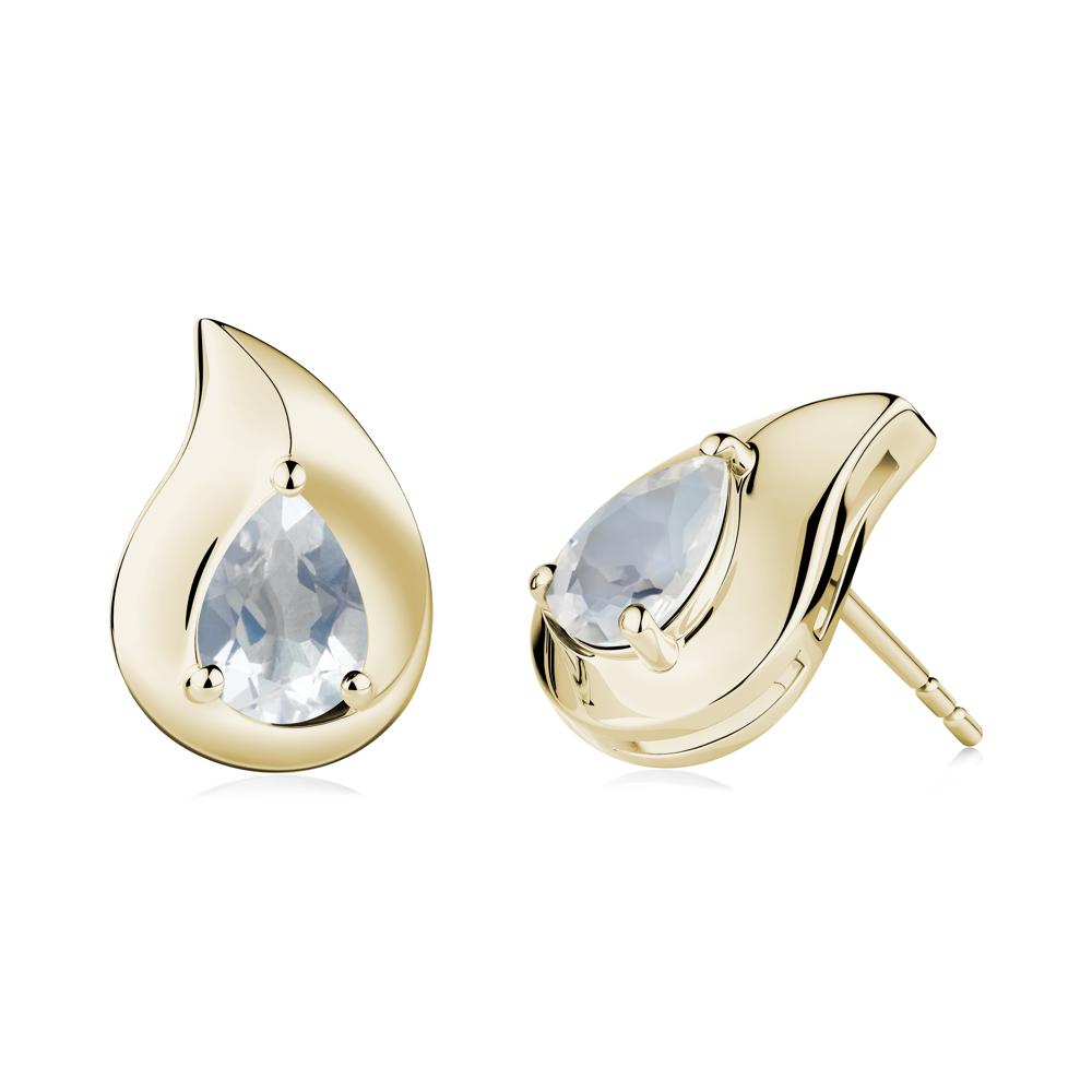 Unique Teardrop Moonstone Stud Earrings - LUO Jewelry #metal_14k yellow gold
