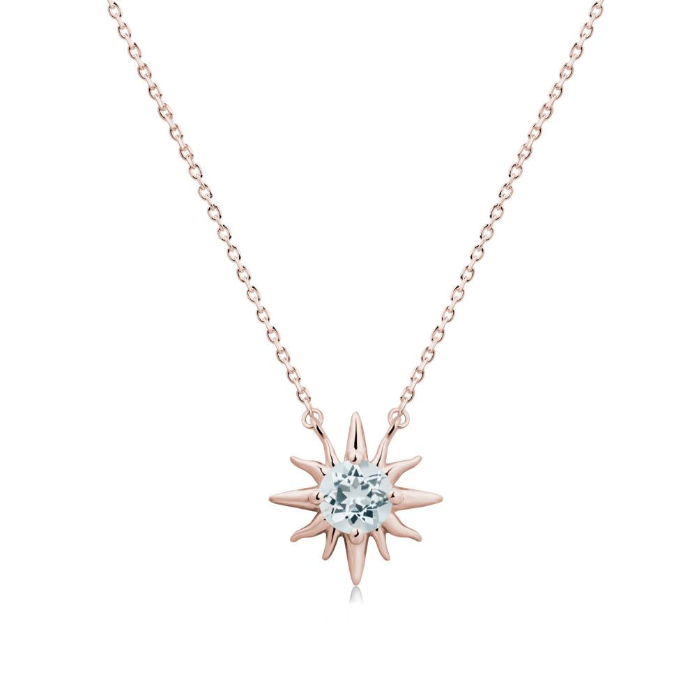 Sun Pendant Necklace with Aquamarine - LUO Jewelry #metal_14k rose gold