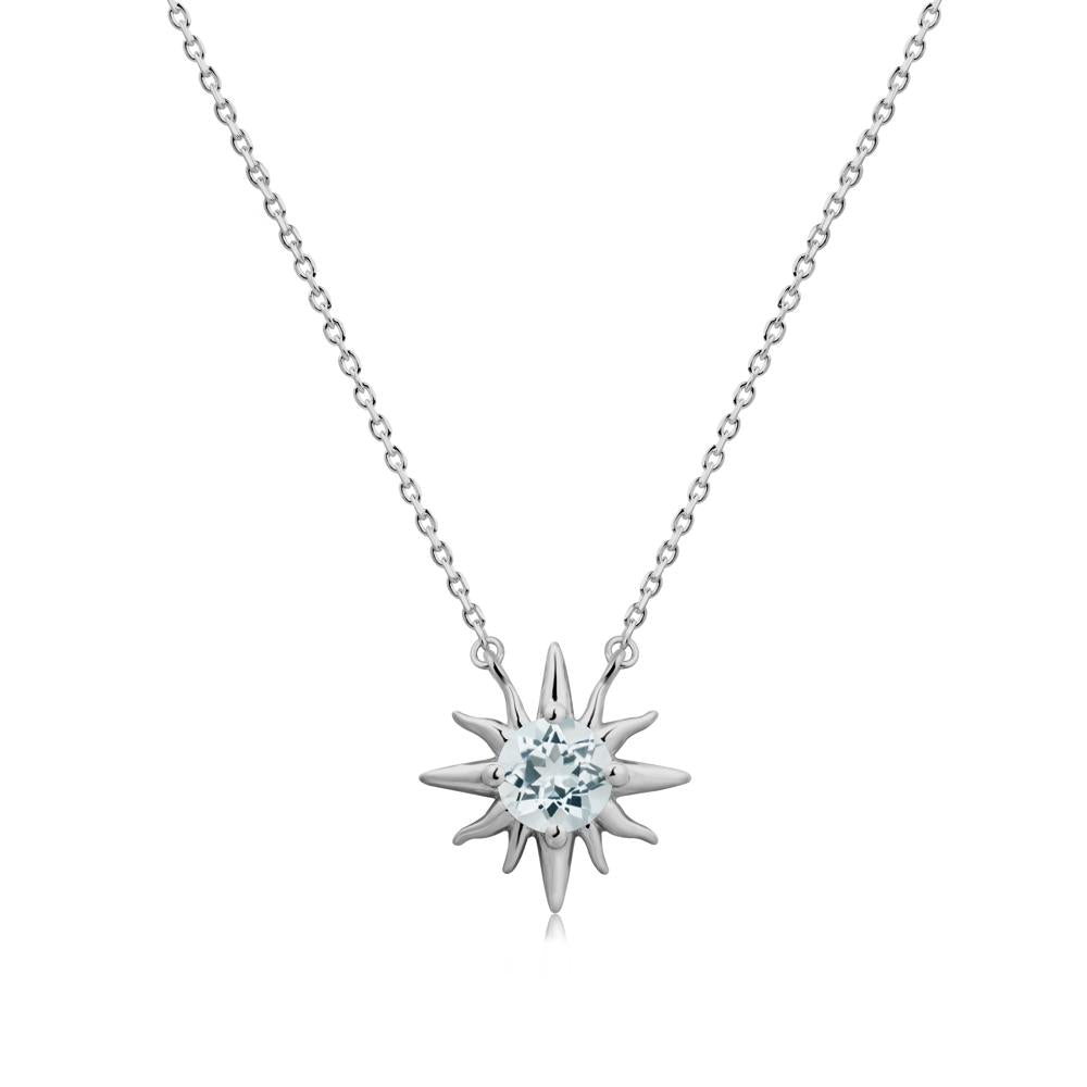 Sun Pendant Necklace with Aquamarine - LUO Jewelry #metal_platinum