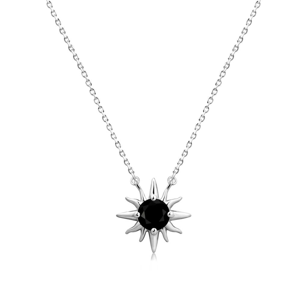 Celestial Sun Black Spinel Necklace - LUO Jewelry #metal_14k white gold