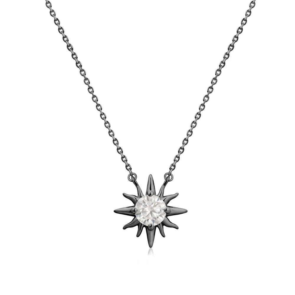 Sun Pendant Necklace with Cubic Zirconia - LUO Jewelry #metal_black finish sterling silver