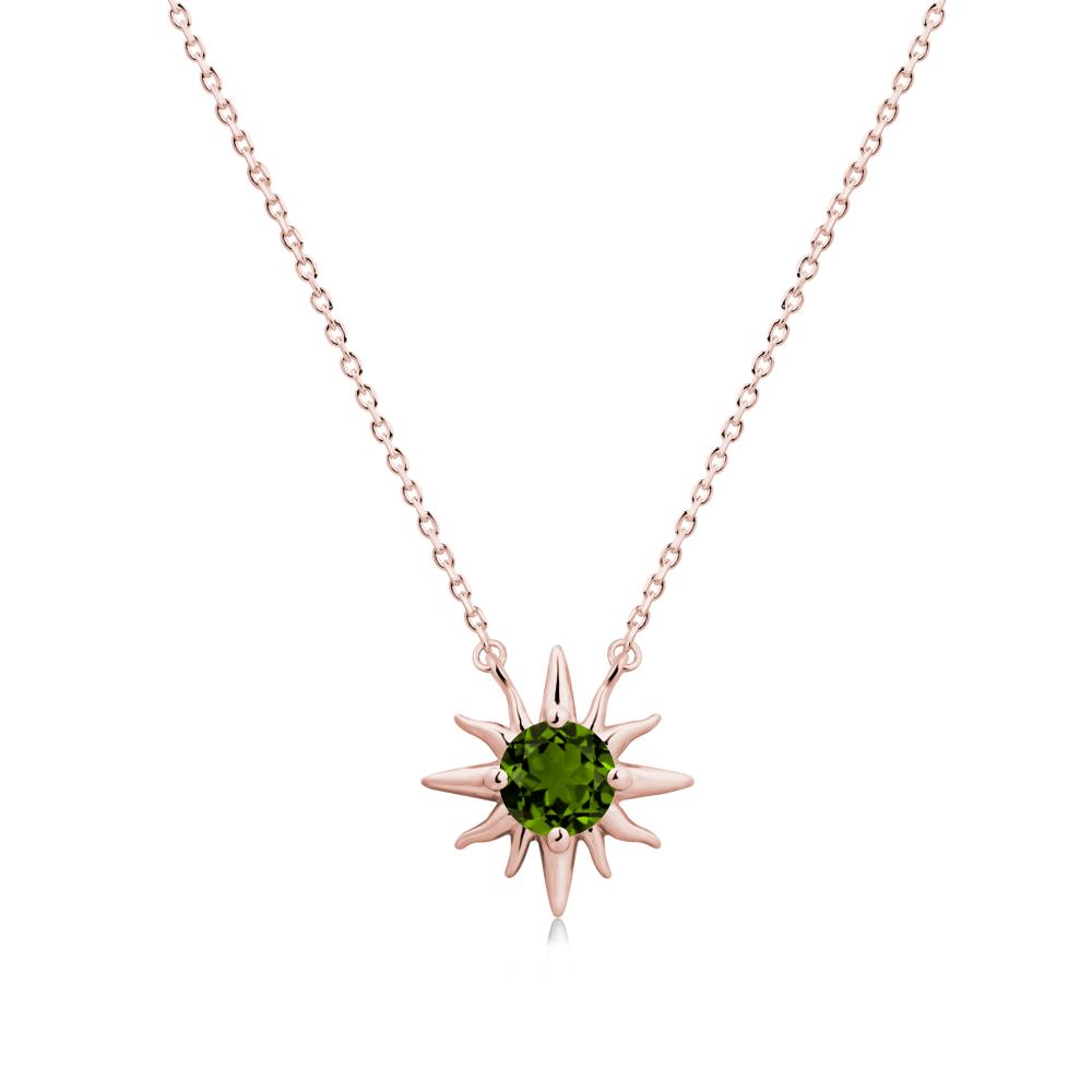 Round Diopside Sun Pendant Necklace - LUO Jewelry #metal_18k rose gold