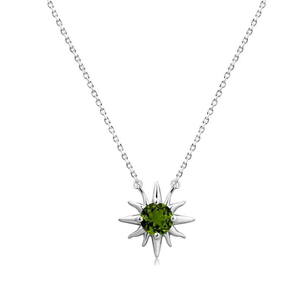 Round Diopside Sun Pendant Necklace - LUO Jewelry #metal_sterling silver