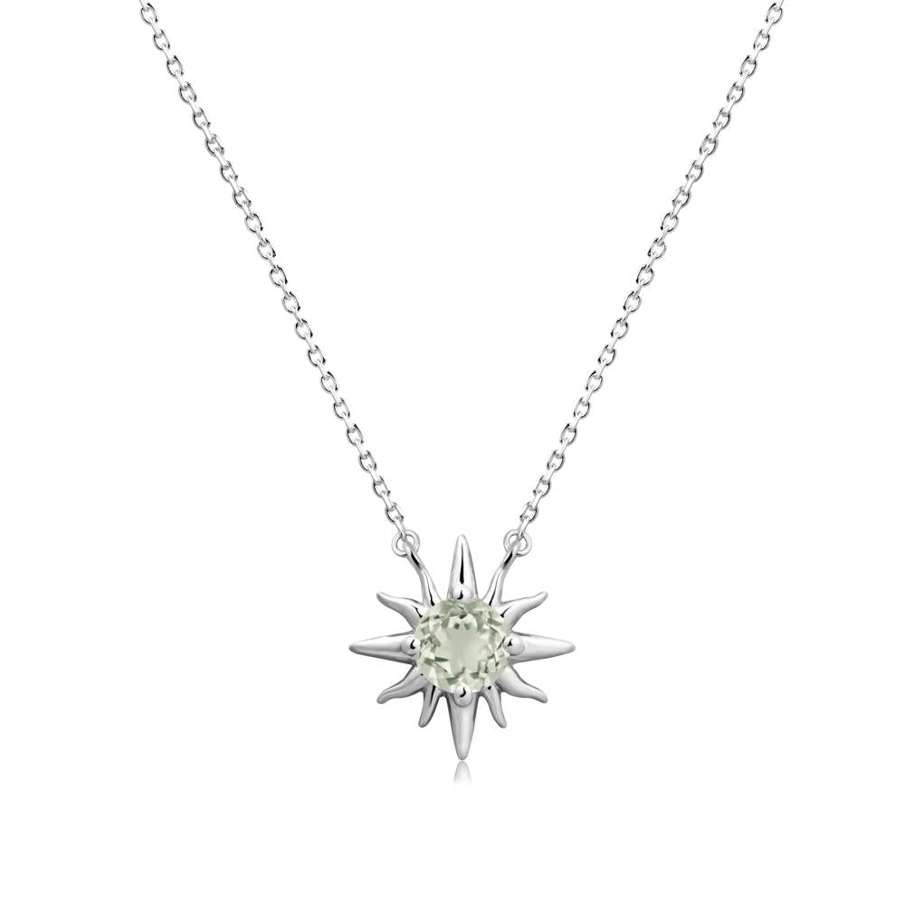 Round Green Amethyst Sun Pendant Necklace - LUO Jewelry #metal_sterling silver