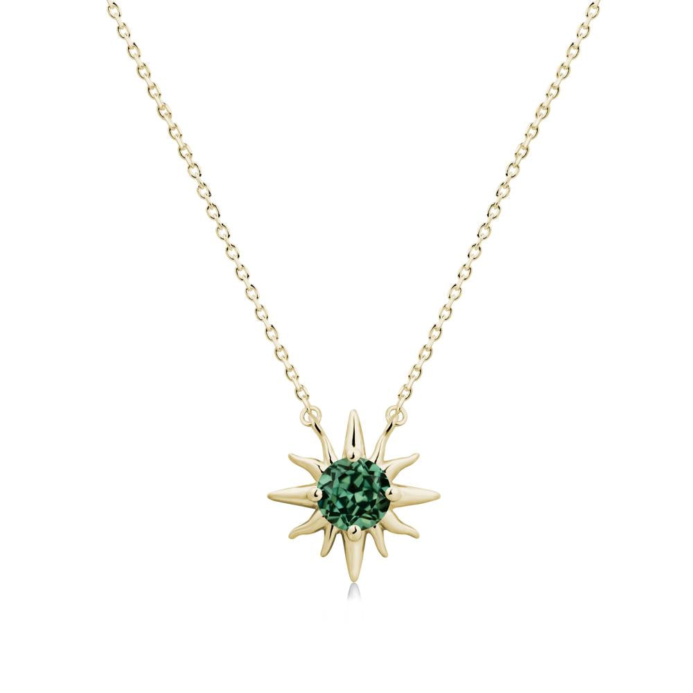 Sun Pendant Necklace with Green Sapphire - LUO Jewelry #metal_14k yellow gold