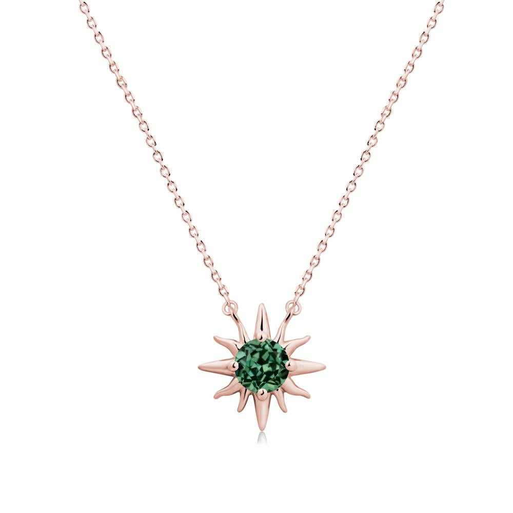 Sun Pendant Necklace with Green Sapphire - LUO Jewelry #metal_18k rose gold