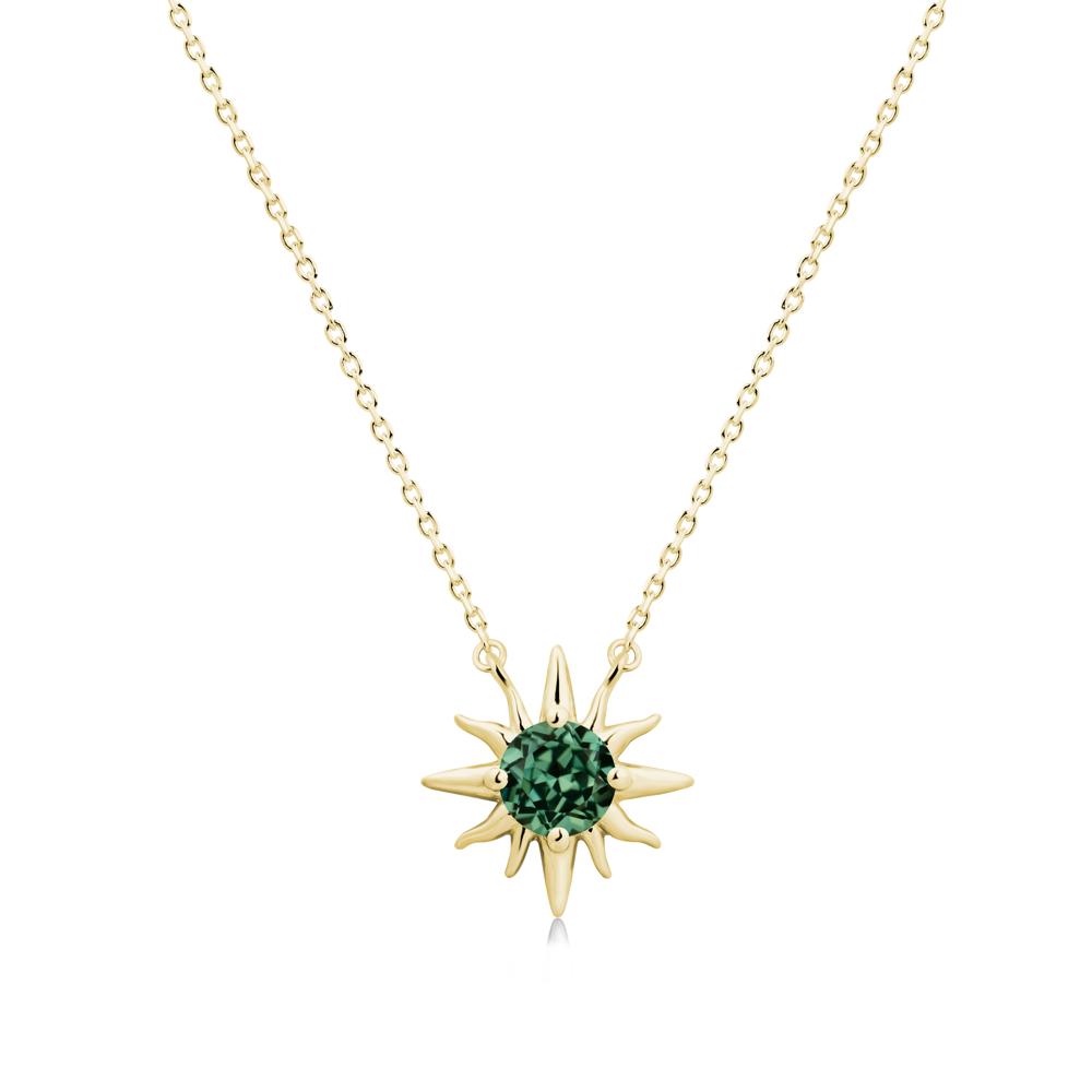 Sun Pendant Necklace with Green Sapphire - LUO Jewelry #metal_18k yellow gold
