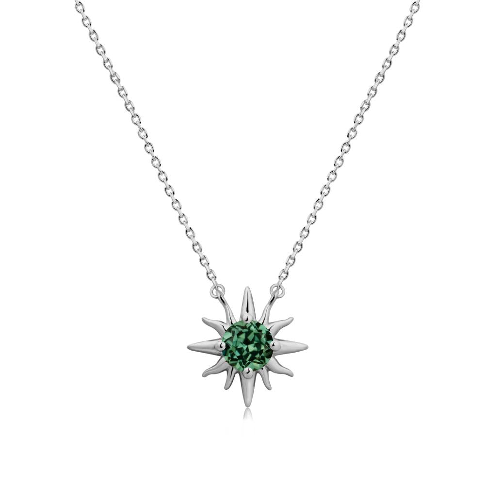 Sun Pendant Necklace with Green Sapphire - LUO Jewelry #metal_platinum