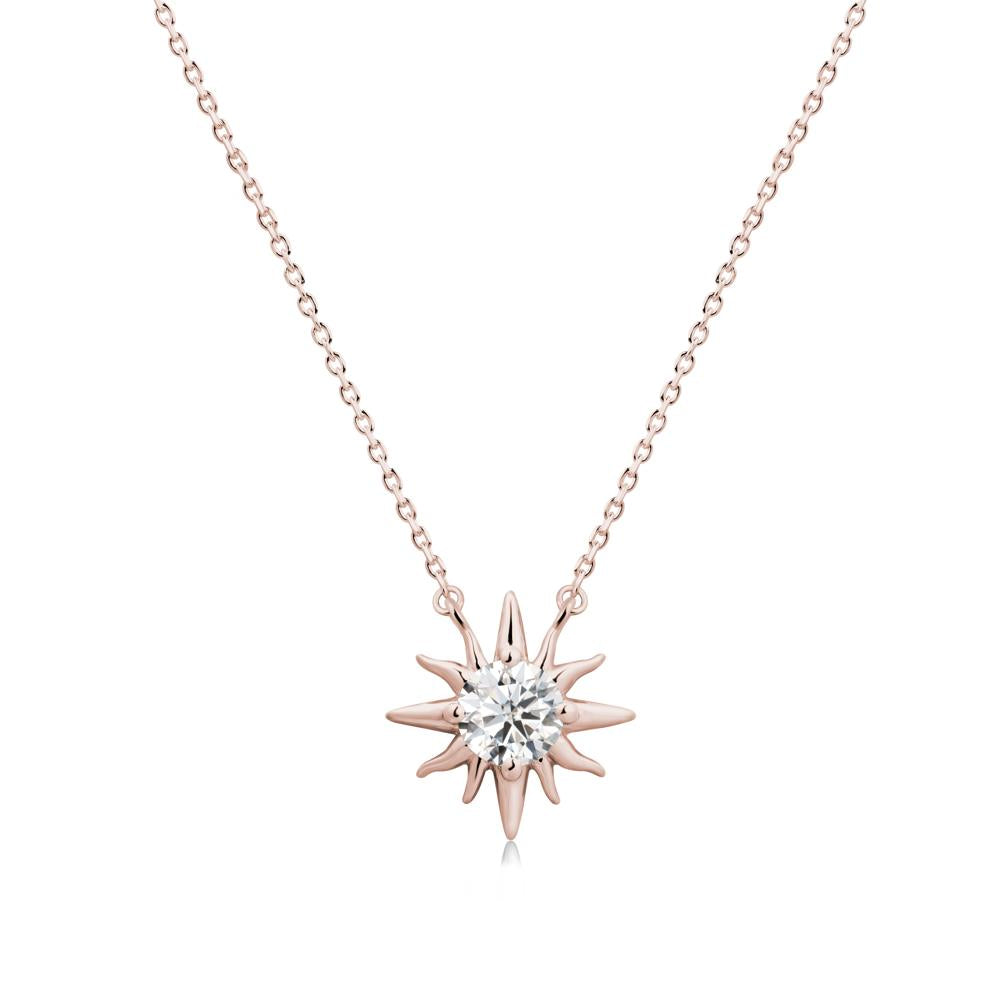 Sun Pendant Necklace with Moissanite - LUO Jewelry #metal_14k rose gold