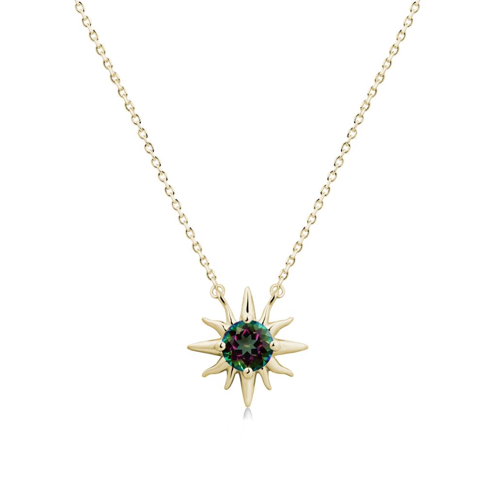 Sun Pendant Necklace with Mystic Topaz - LUO Jewelry #metal_14k yellow gold