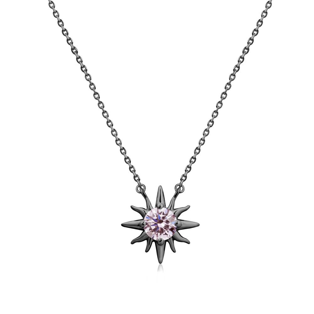 Celestial Sun Pink Cubic Zirconia Necklace - LUO Jewelry #metal_black finish sterling silver