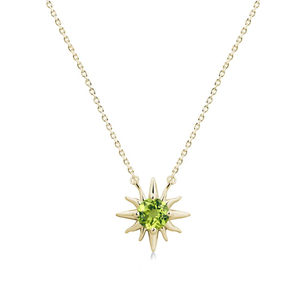 Round Peridot Sun Pendant Necklace - LUO Jewelry #metal_14k yellow gold