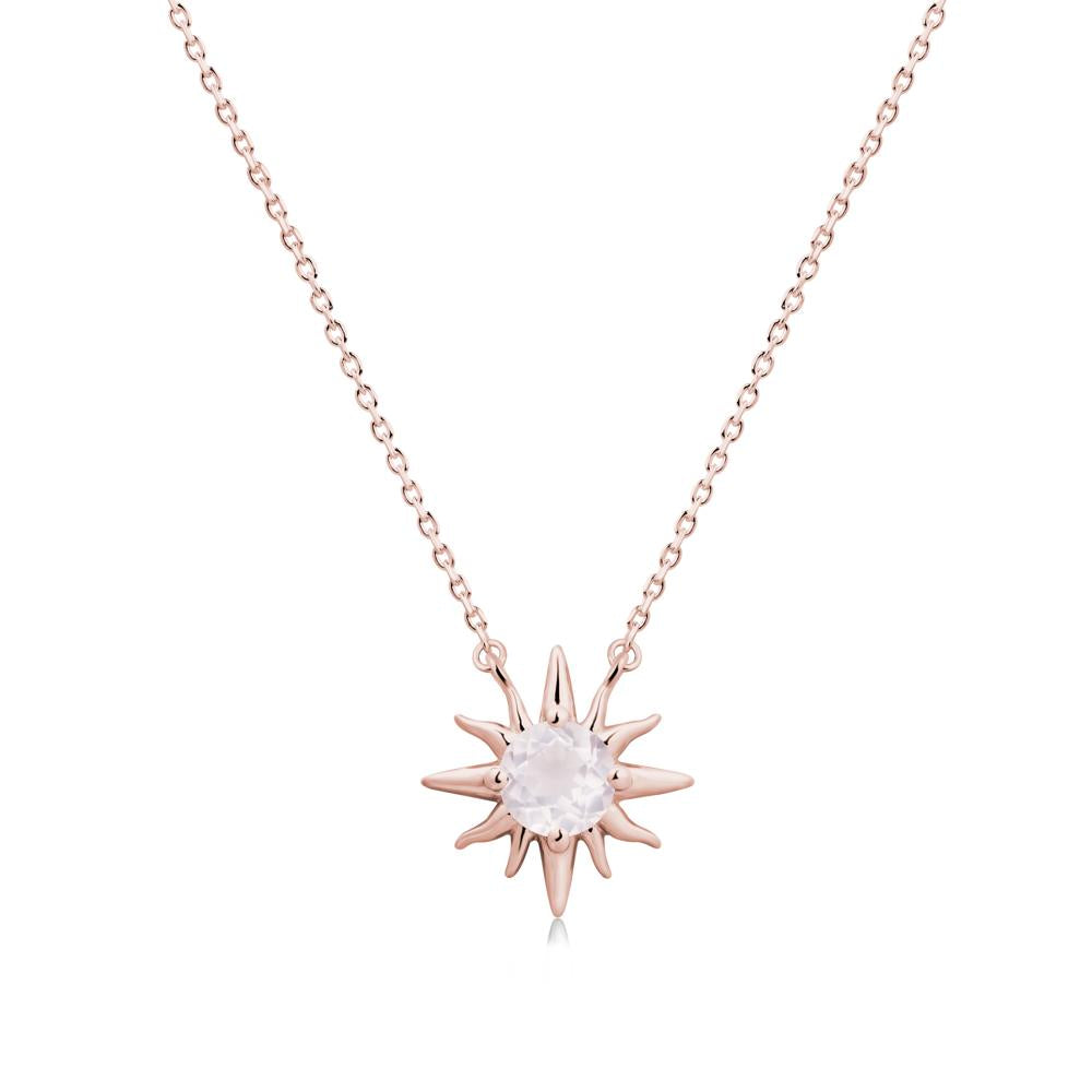 Sun Pendant Necklace with Rose Quartz - LUO Jewelry #metal_18k rose gold