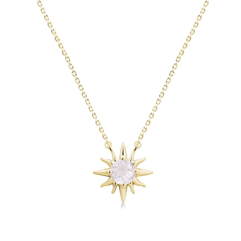 Sun Pendant Necklace with Rose Quartz - LUO Jewelry #metal_18k yellow gold