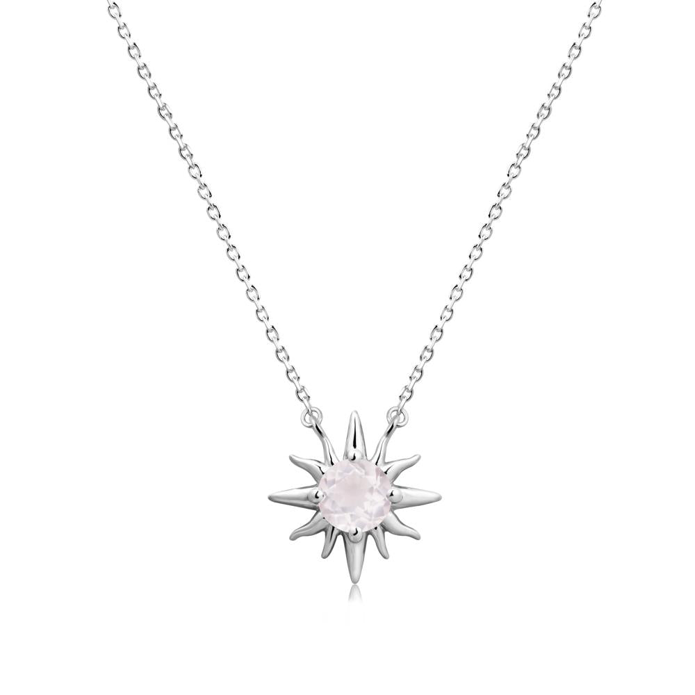 Sun Pendant Necklace with Rose Quartz - LUO Jewelry #metal_sterling silver