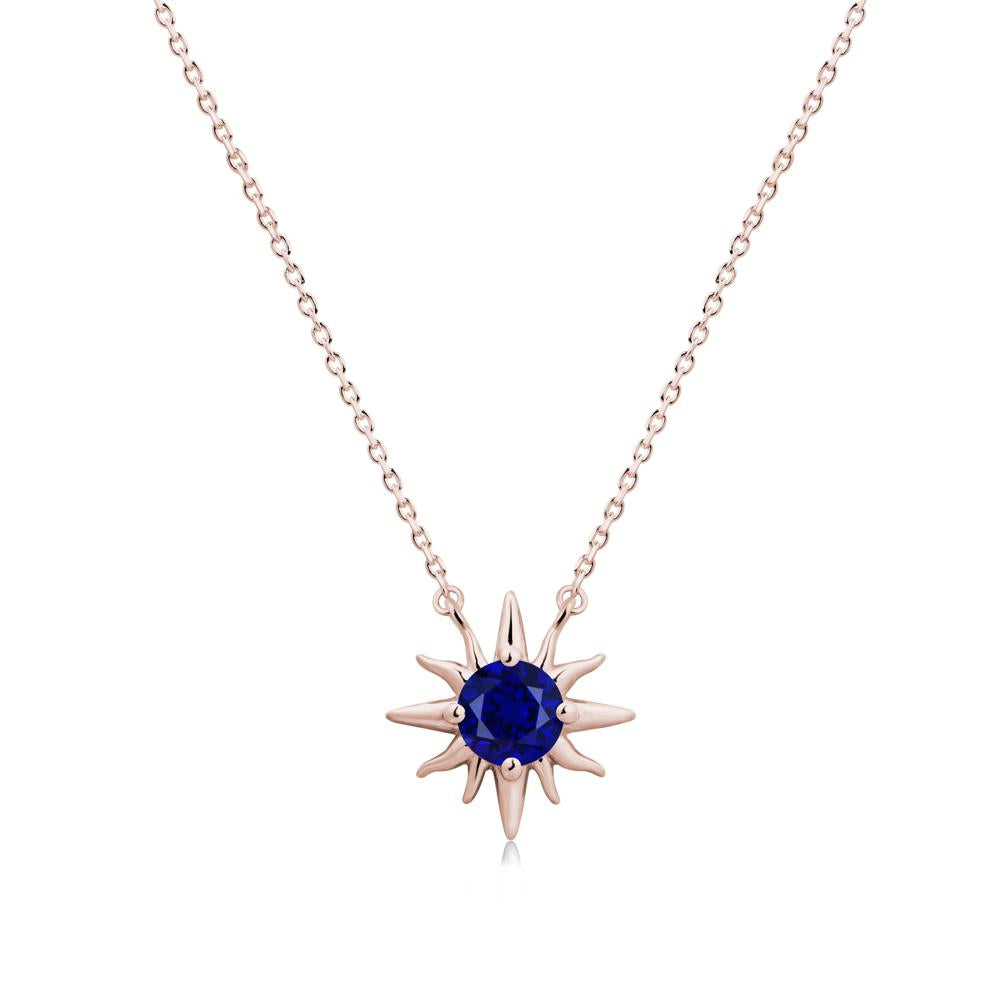 Sun Pendant Necklace with Sapphire - LUO Jewelry #metal_14k rose gold