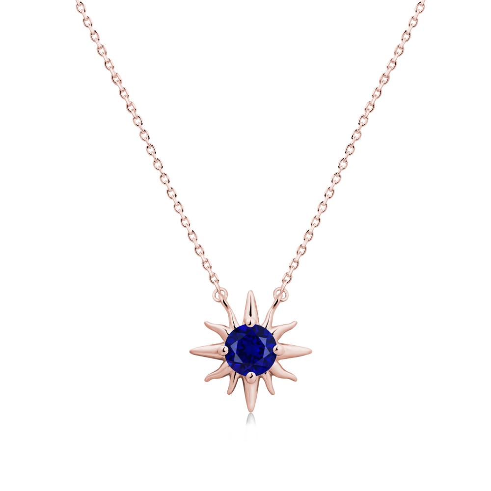 Sun Pendant Necklace with Sapphire - LUO Jewelry #metal_18k rose gold