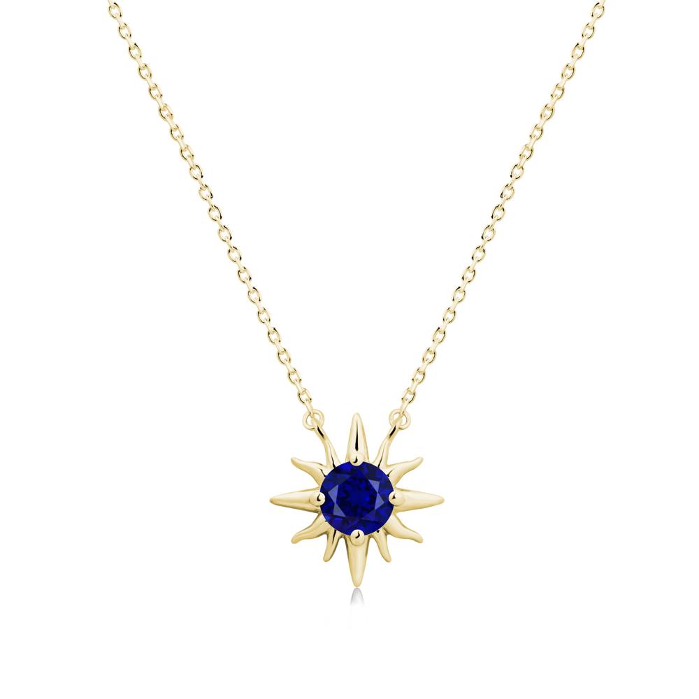 Sun Pendant Necklace with Sapphire - LUO Jewelry #metal_18k yellow gold
