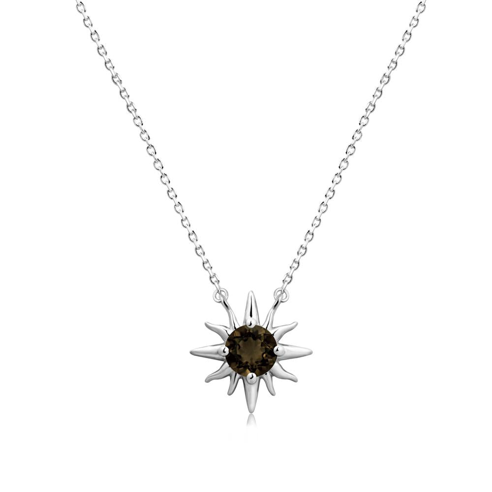 Celestial Sun Smoky Quartz Necklace - LUO Jewelry #metal_14k white gold