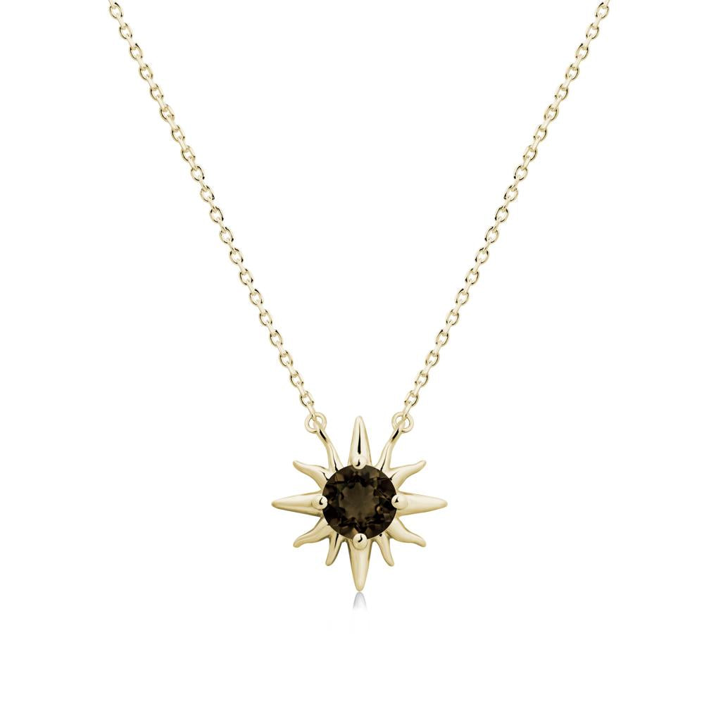 Celestial Sun Smoky Quartz Necklace - LUO Jewelry #metal_14k yellow gold
