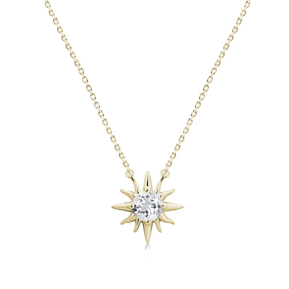 Sun Pendant Necklace with White Topaz - LUO Jewelry #metal_14k yellow gold