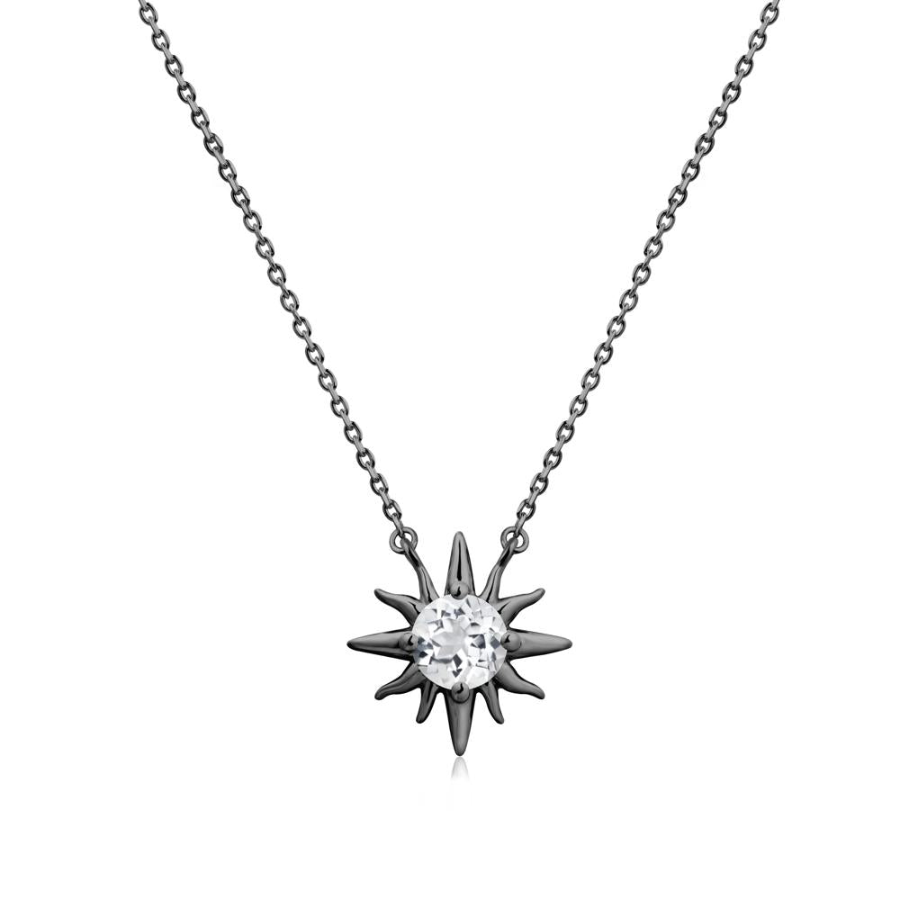 Sun Pendant Necklace with White Topaz - LUO Jewelry #metal_black finish sterling silver