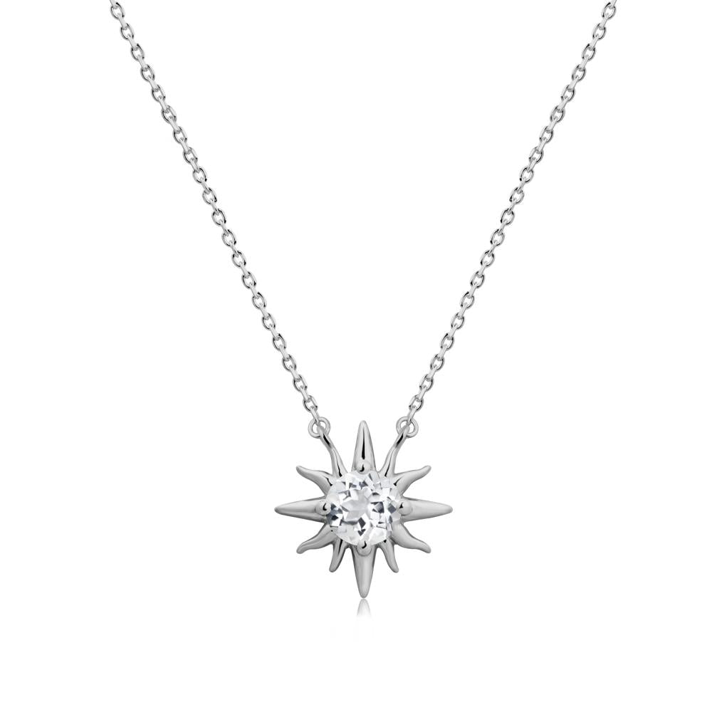 Sun Pendant Necklace with White Topaz - LUO Jewelry #metal_platinum
