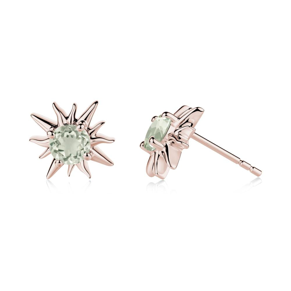Celestial Sun  Green Amethyst Stud Earrings - LUO Jewelry #metal_14k rose gold