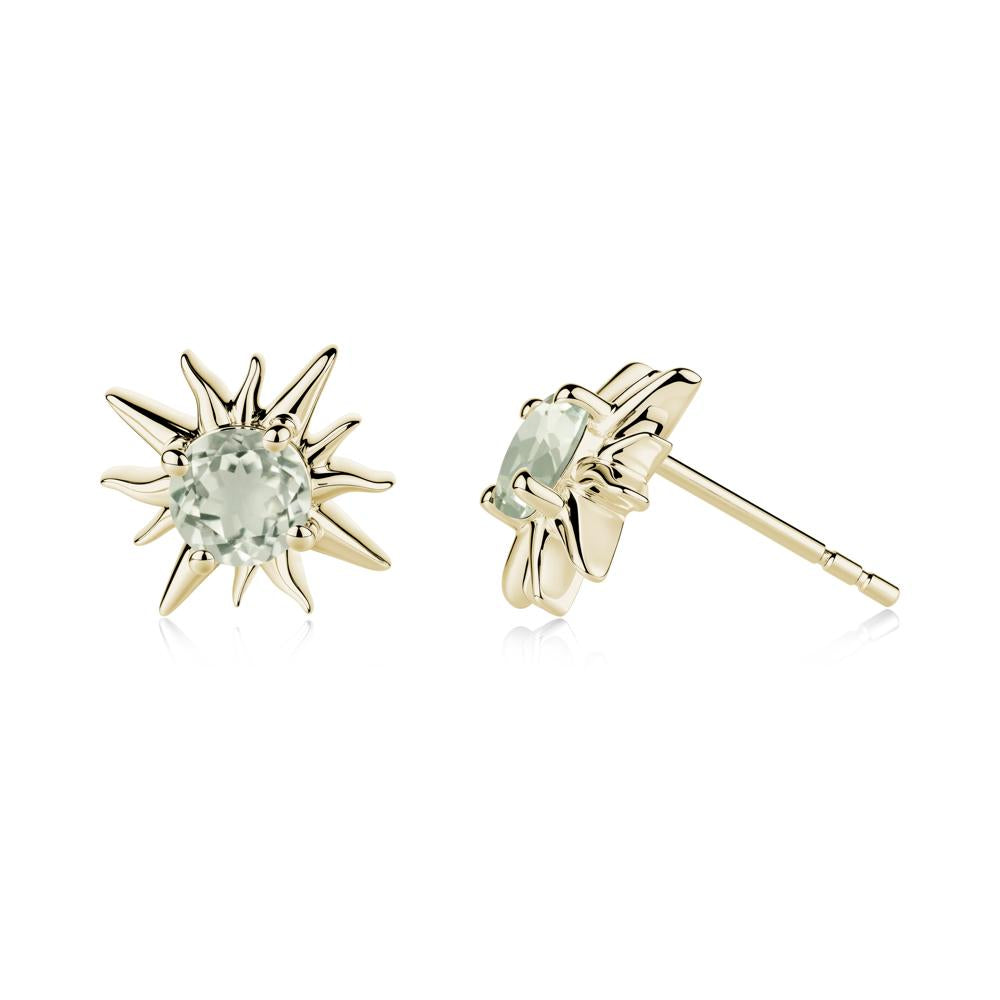 Celestial Sun  Green Amethyst Stud Earrings - LUO Jewelry #metal_14k yellow gold