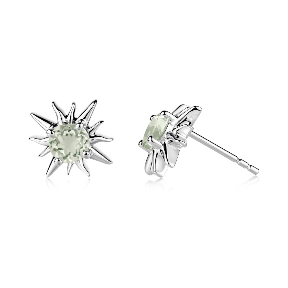Celestial Sun  Green Amethyst Stud Earrings - LUO Jewelry #metal_18k white gold