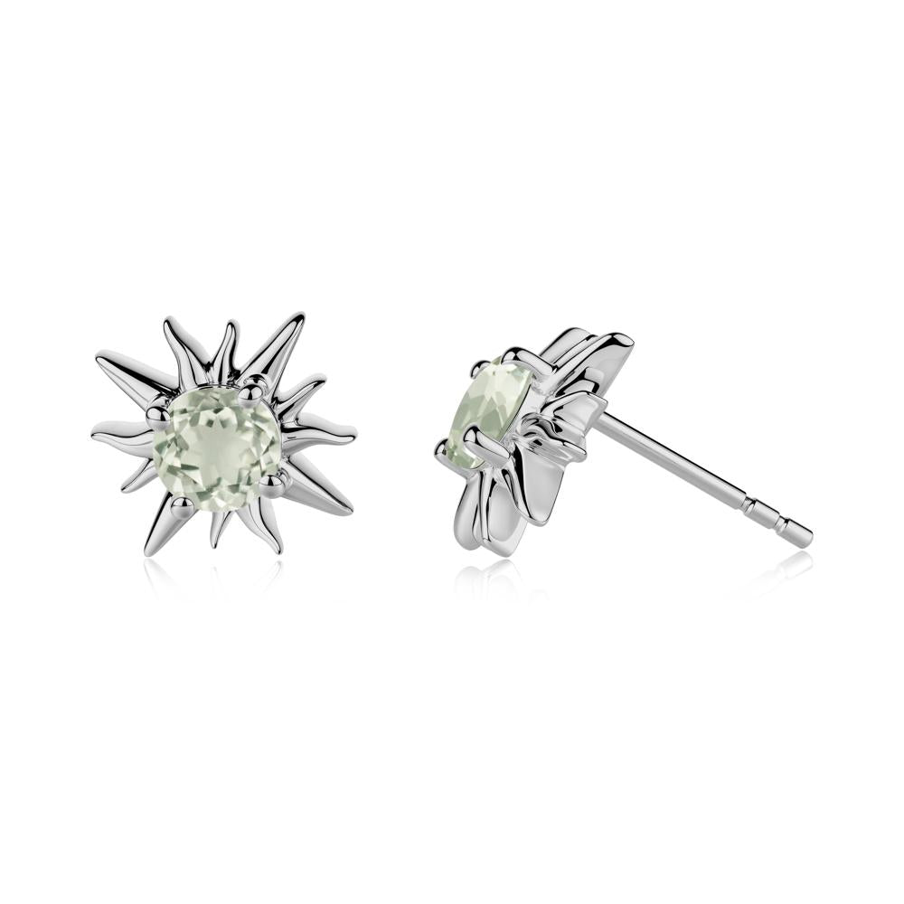 Celestial Sun  Green Amethyst Stud Earrings - LUO Jewelry #metal_platinum