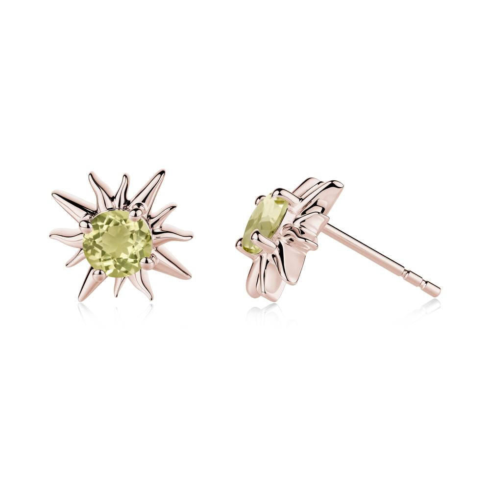 Celestial Sun  Lemon Quartz Stud Earrings - LUO Jewelry #metal_14k rose gold