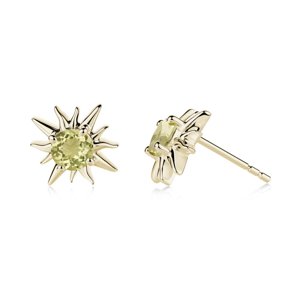 Celestial Sun  Lemon Quartz Stud Earrings - LUO Jewelry #metal_14k yellow gold