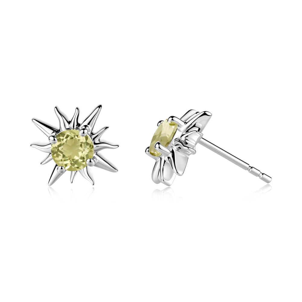 Celestial Sun  Lemon Quartz Stud Earrings - LUO Jewelry #metal_18k white gold