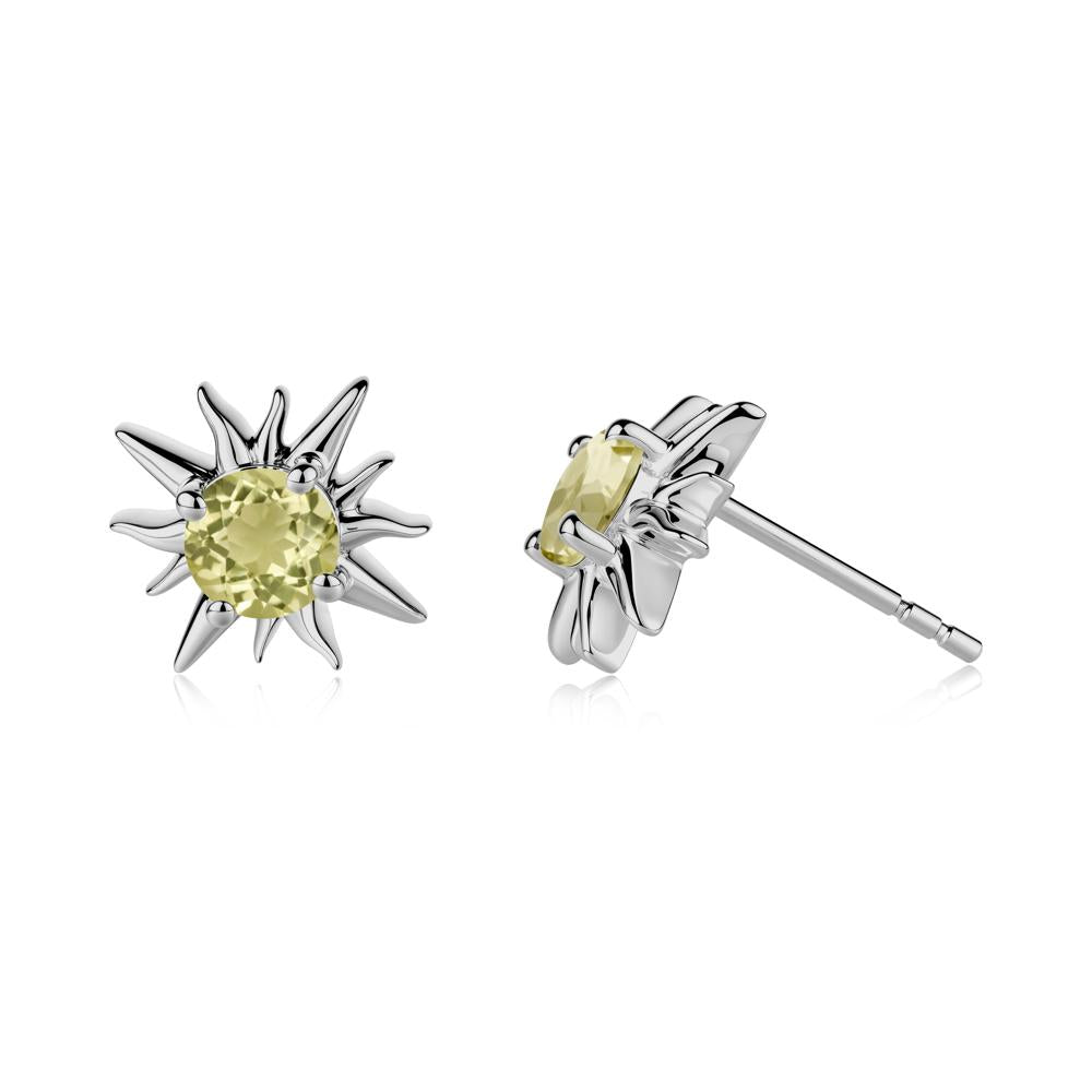 Celestial Sun  Lemon Quartz Stud Earrings - LUO Jewelry #metal_platinum