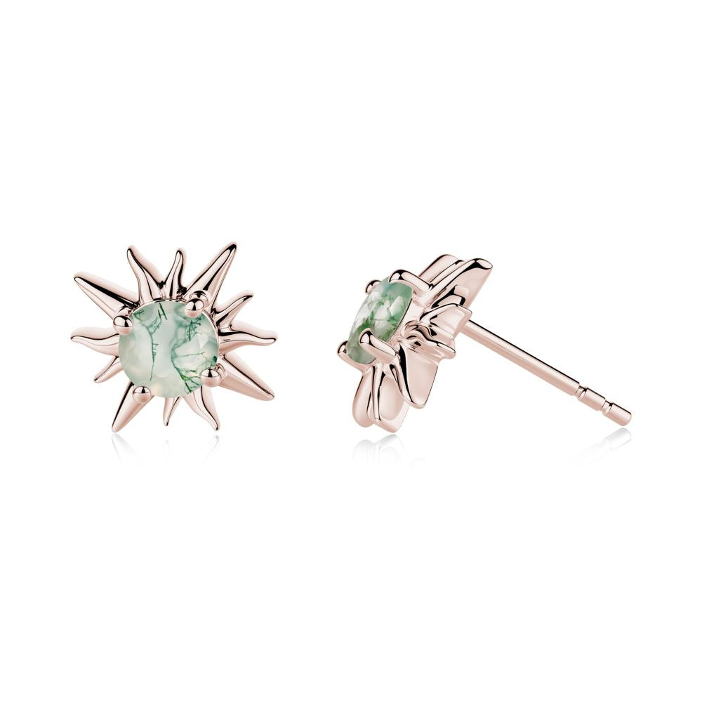 Celestial Sun  Moss Agate Stud Earrings - LUO Jewelry #metal_14k rose gold