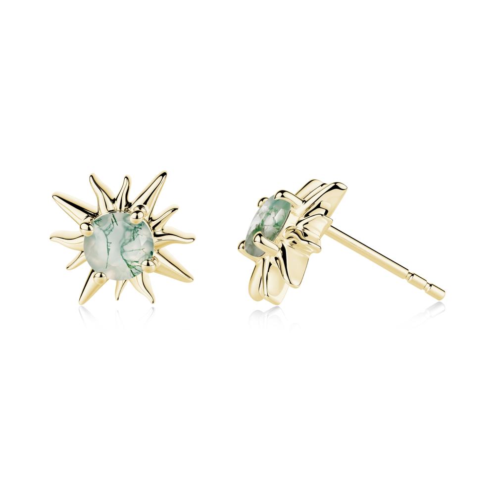 Celestial Sun  Moss Agate Stud Earrings - LUO Jewelry #metal_18k yellow gold