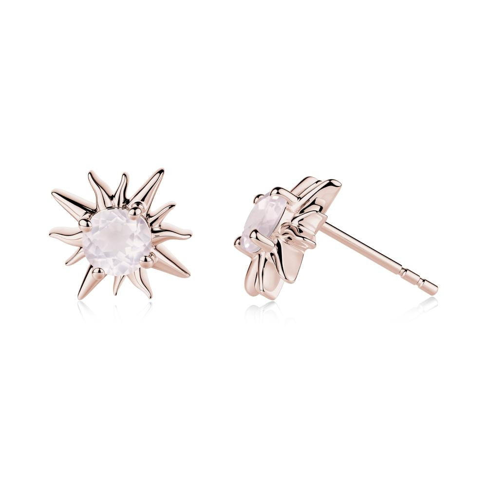 Celestial Sun  Rose Quartz Stud Earrings - LUO Jewelry #metal_14k rose gold