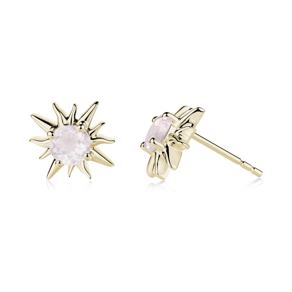Celestial Sun  Rose Quartz Stud Earrings - LUO Jewelry #metal_14k yellow gold