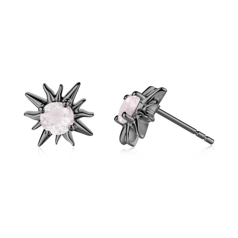 Celestial Sun  Rose Quartz Stud Earrings - LUO Jewelry #metal_black finish sterling silver