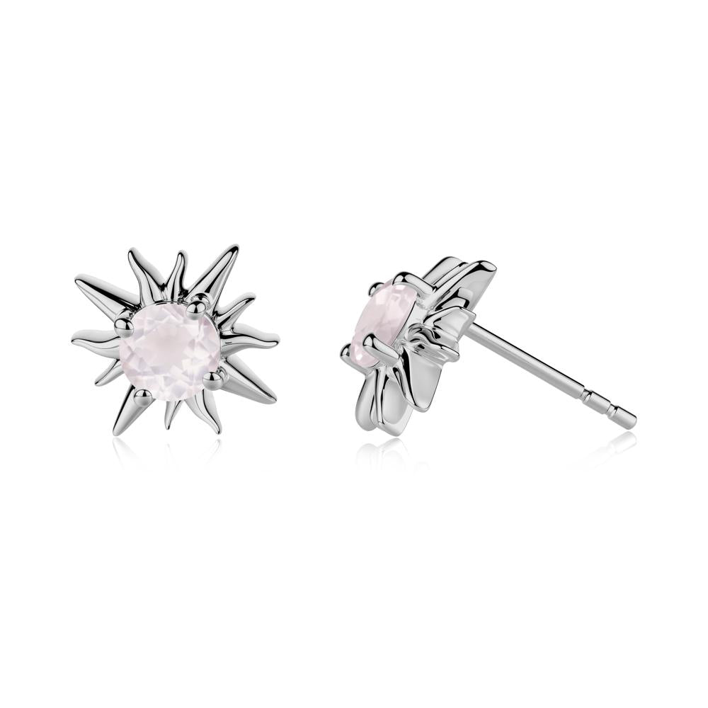 Celestial Sun  Rose Quartz Stud Earrings - LUO Jewelry #metal_platinum