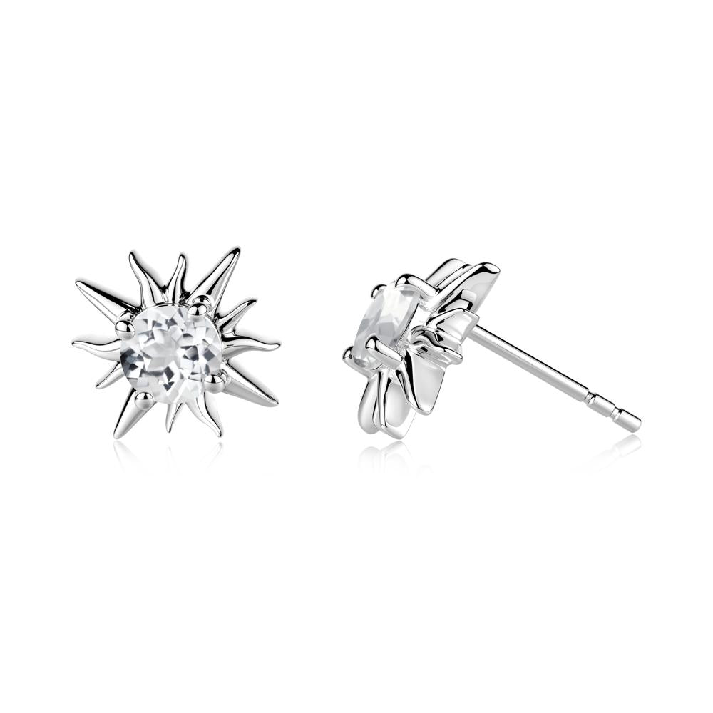 Celestial Sun  White Topaz Stud Earrings - LUO Jewelry #metal_18k white gold