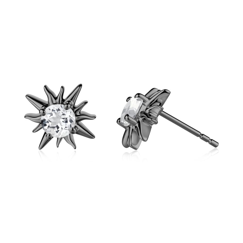 Celestial Sun  White Topaz Stud Earrings - LUO Jewelry #metal_black finish sterling silver