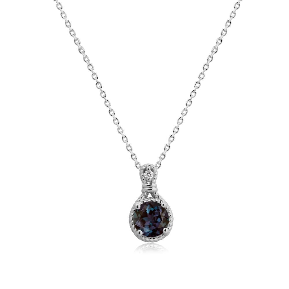 Twisted Rope Halo Alexandrite Pendant - LUO Jewelry #metal_platinum