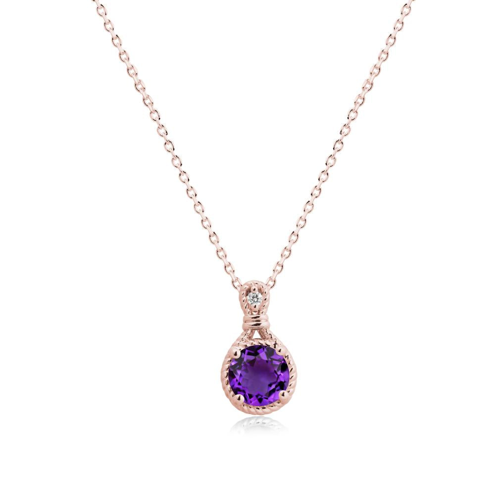 Round Amethyst Knot Rope Necklace - LUO Jewelry #metal_18k rose gold